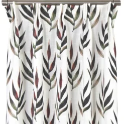 Nordisk Textil Gardiner Mönstrade|Amaya gardin - Stilrent bladmotiv i grönt och rött