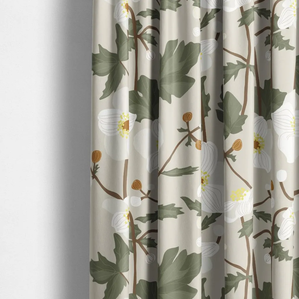 Arvidssons textil Gardintyger Mönstrade|Arvidssons Textil|Anemon beige tyg