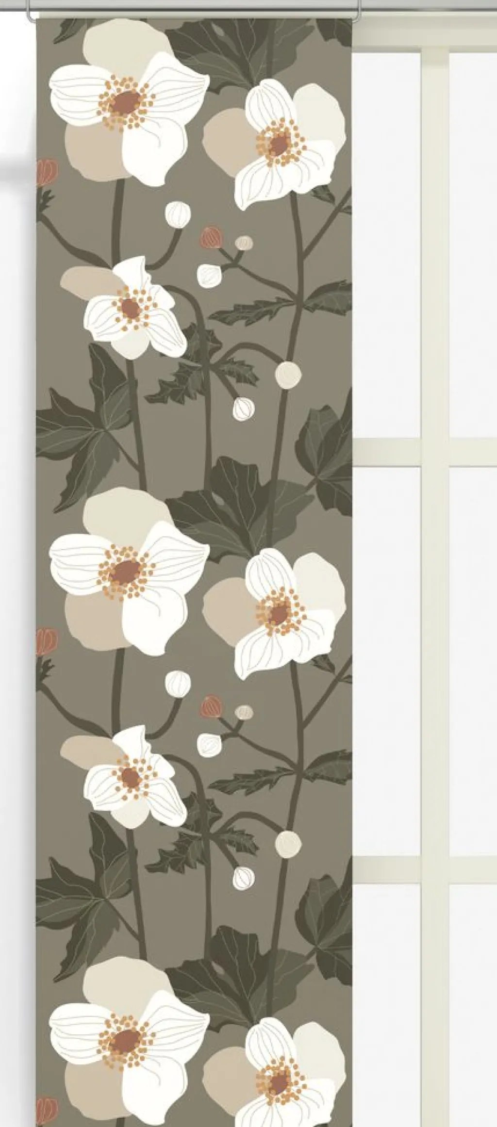 Arvidssons textil Panelgardiner|Anemon grön panelgardiner