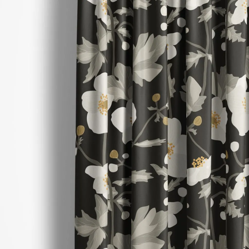 Arvidssons textil Gardintyger Mönstrade|Arvidssons Textil|Anemon mörkgrå tyg