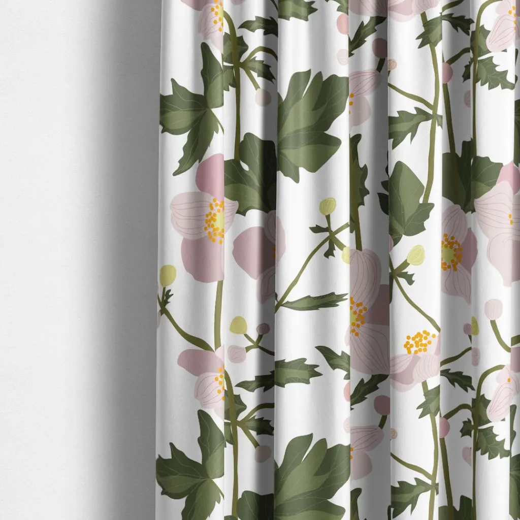 Arvidssons textil Gardintyger Mönstrade|Arvidssons Textil|Anemon rosa tyg