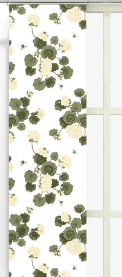 Arvidssons textil Panelgardiner|Astrid Vaniljgul Panelgardiner med Pelargoner
