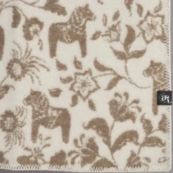 Arvidssons textil Babyfiltar|Ullplädar|Barnfilt Leksand beige 65x95cm med dalahästar och kurbits
