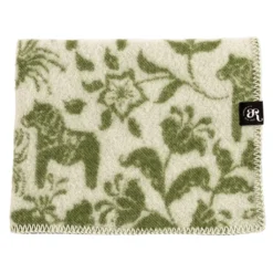 Arvidssons textil Babyfiltar|Ullplädar|Barnfilt Leksand grön 65x95cm med dalahästar och kurbits