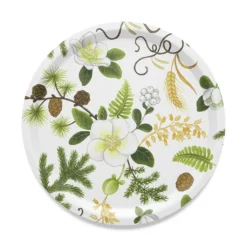 Arvidssons textil Brickor|Barr & Blom offwhite-grön rund bricka Ø31cm
