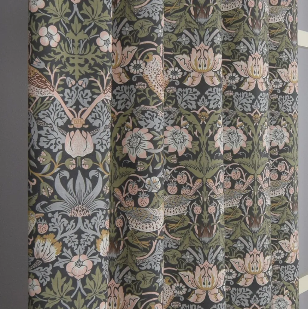 Nordisk Textil Gardiner Mönstrade|Beautiful birds grå-blå gardiner