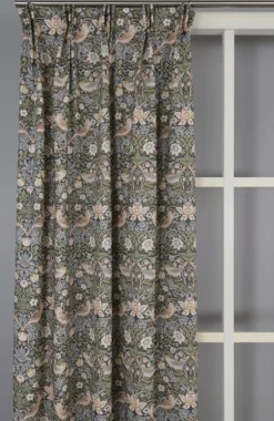 Nordisk Textil Gardiner Mönstrade|Beautiful birds grå-blå gardiner