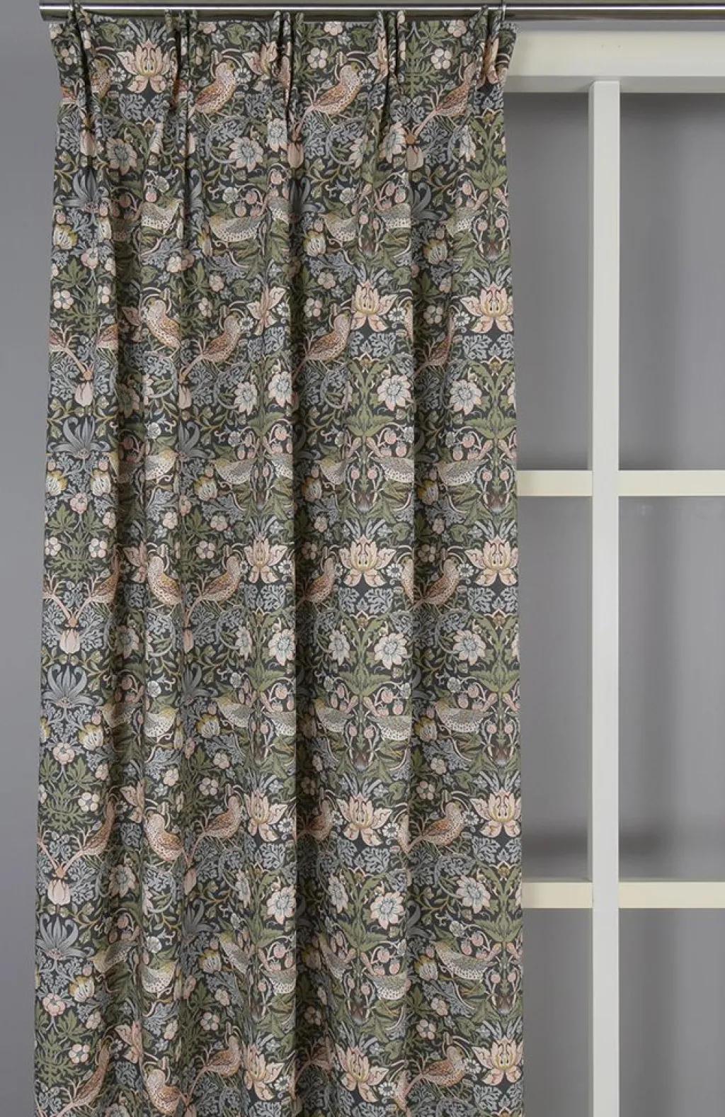Nordisk Textil Gardiner Mönstrade|Beautiful birds grå-blå gardiner