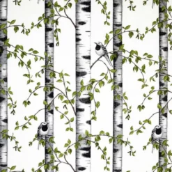 Arvidssons textil Arvidssons Textil|Gardintyger Mönstrade|Björkdungen vit tyg