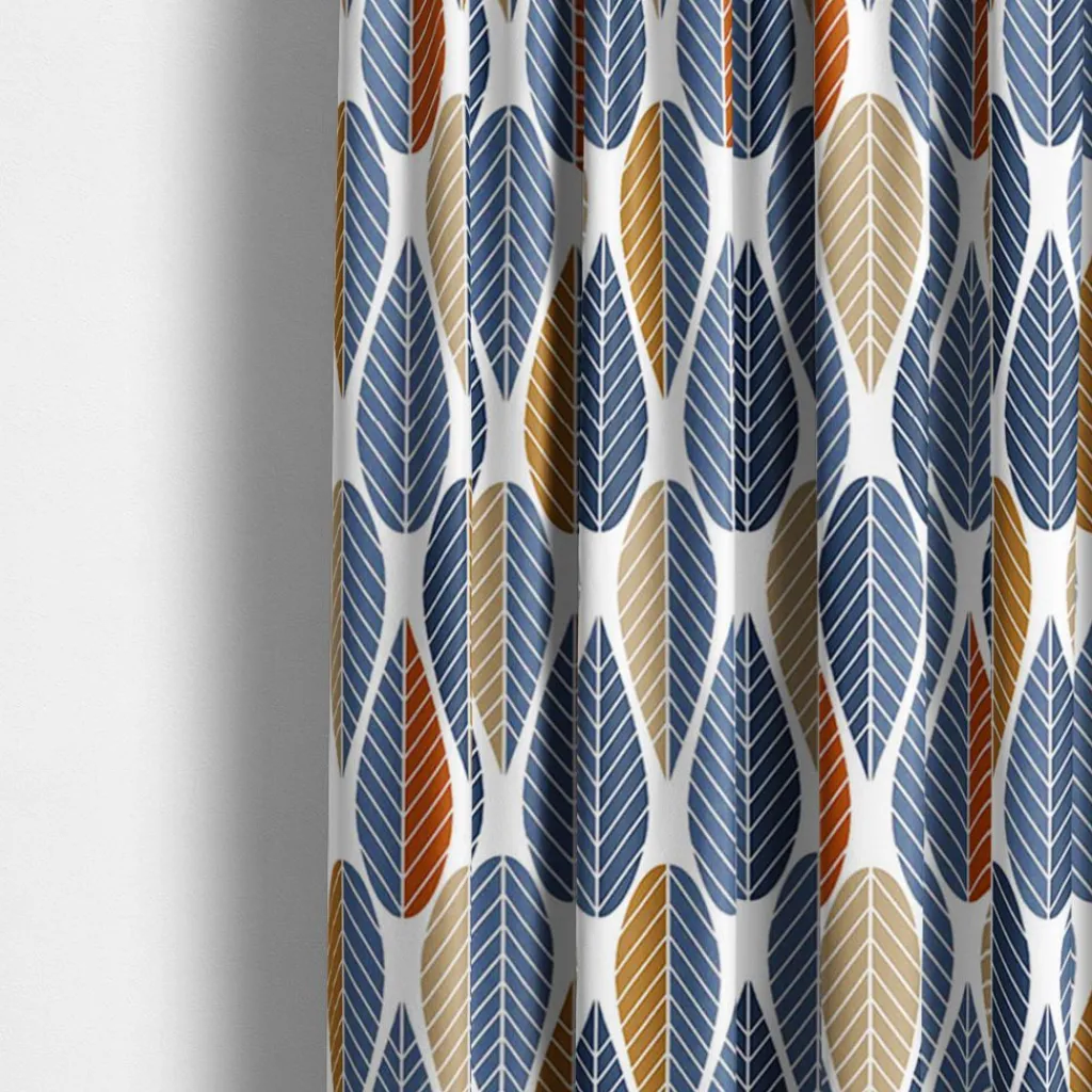 Arvidssons textil Gardintyger Mönstrade|Arvidssons Textil|Blader blå tyg