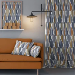 Arvidssons textil Gardintyger Mönstrade|Arvidssons Textil|Blader blå tyg