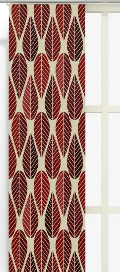 Arvidssons textil Julgardiner|Panelgardiner|Blader culla röd panelgardiner