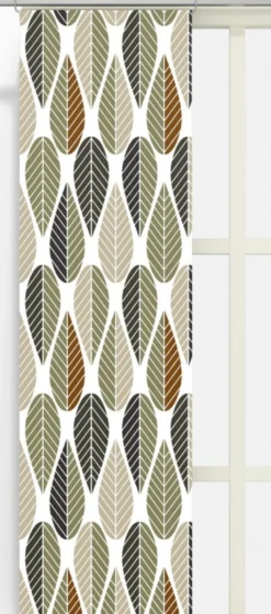 Arvidssons textil Panelgardiner|Blader grön-beige panelgardiner