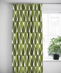 Arvidssons textil Gardiner Mönstrade|Blader grön gardiner