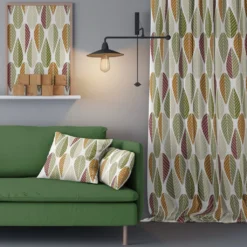 Arvidssons textil Gardintyger Mönstrade|Arvidssons Textil|Blader grön-rost tyg