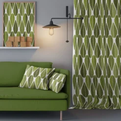 Arvidssons textil Gardintyger Mönstrade|Arvidssons Textil|Blader grön tyg