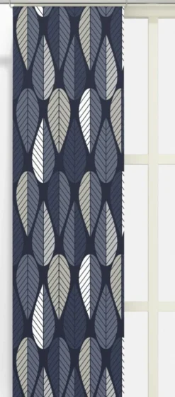 Arvidssons textil Panelgardiner|Blader mörkblå panelgardiner