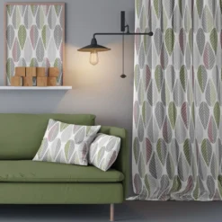 Arvidssons textil Gardiner Mönstrade|Blader rosa gardiner