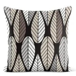 Arvidssons textil Mönstrade Kuddfodral|Blader svart kuddfodral