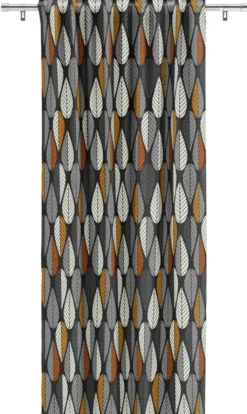 Arvidssons textil Gardintyger Mönstrade|Arvidssons Textil|Blader svart-orange tyg
