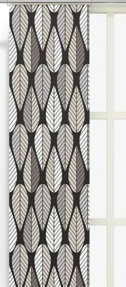 Arvidssons textil Panelgardiner|Blader svart panelgardiner