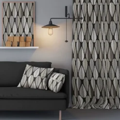 Arvidssons textil Gardintyger Mönstrade|Arvidssons Textil|Blader svart tyg