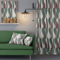 Arvidssons textil Gardiner Mönstrade|Blader vinröd gardiner