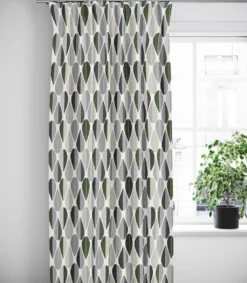 Arvidssons textil Gardiner Mönstrade|Blader vit-grå gardiner