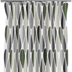 Arvidssons textil Gardiner Mönstrade|Blader vit-grå gardiner