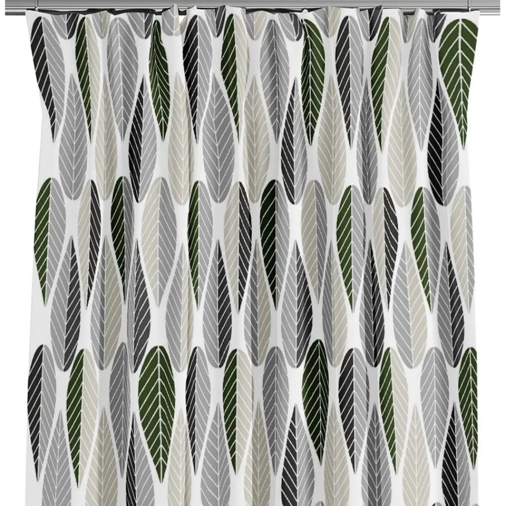 Arvidssons textil Gardiner Mönstrade|Blader vit-grå gardiner