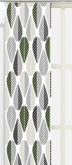 Arvidssons textil Panelgardiner|Blader vit-grå panelgardiner