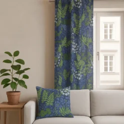 Arvidssons textil Gardiner Mönstrade|Blå blom blå gardiner