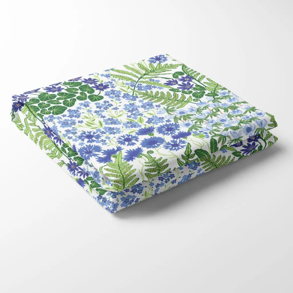 Arvidssons textil Bordsduk|Blå blom vit bordsduk
