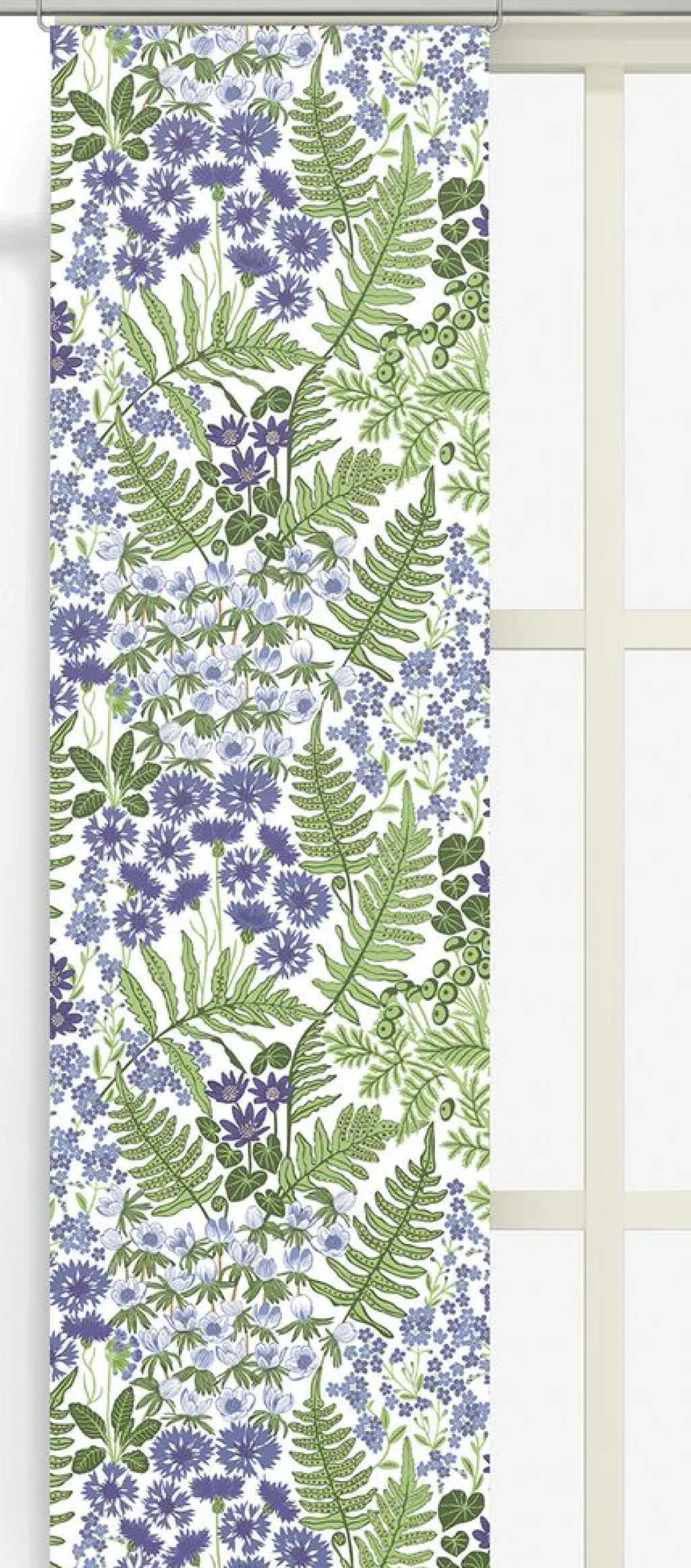 Arvidssons textil Panelgardiner|Blå Blom vit panelgardiner
