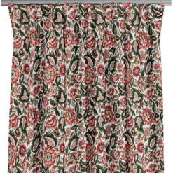Nordisk Textil Gardiner Mönstrade|Blombacka mörkgrön gardiner