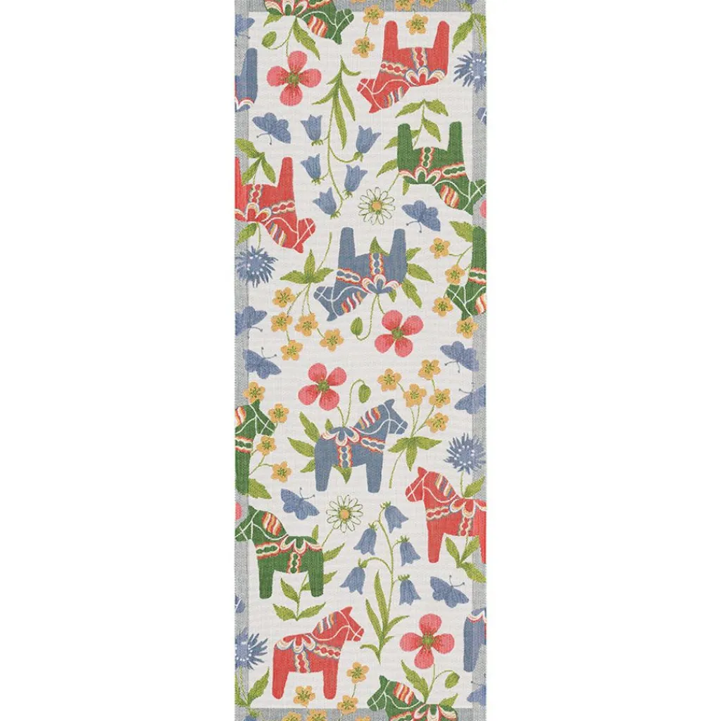 Ekelund Bordslöpare|Ekelund Löpare|Blomsterhäst löpare 35X100 – Ekologisk bomull med dalahästmotiv