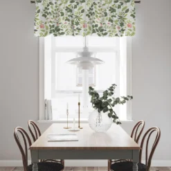 Arvidssons textil Gardinkappor Mönstrade|Blomsterlund grön - gardinkappa metervara