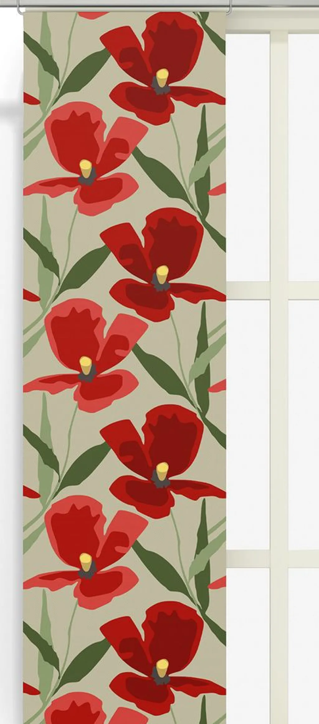 Arvidssons textil Panelgardiner|Blomsterskrud culla röd panelgardiner
