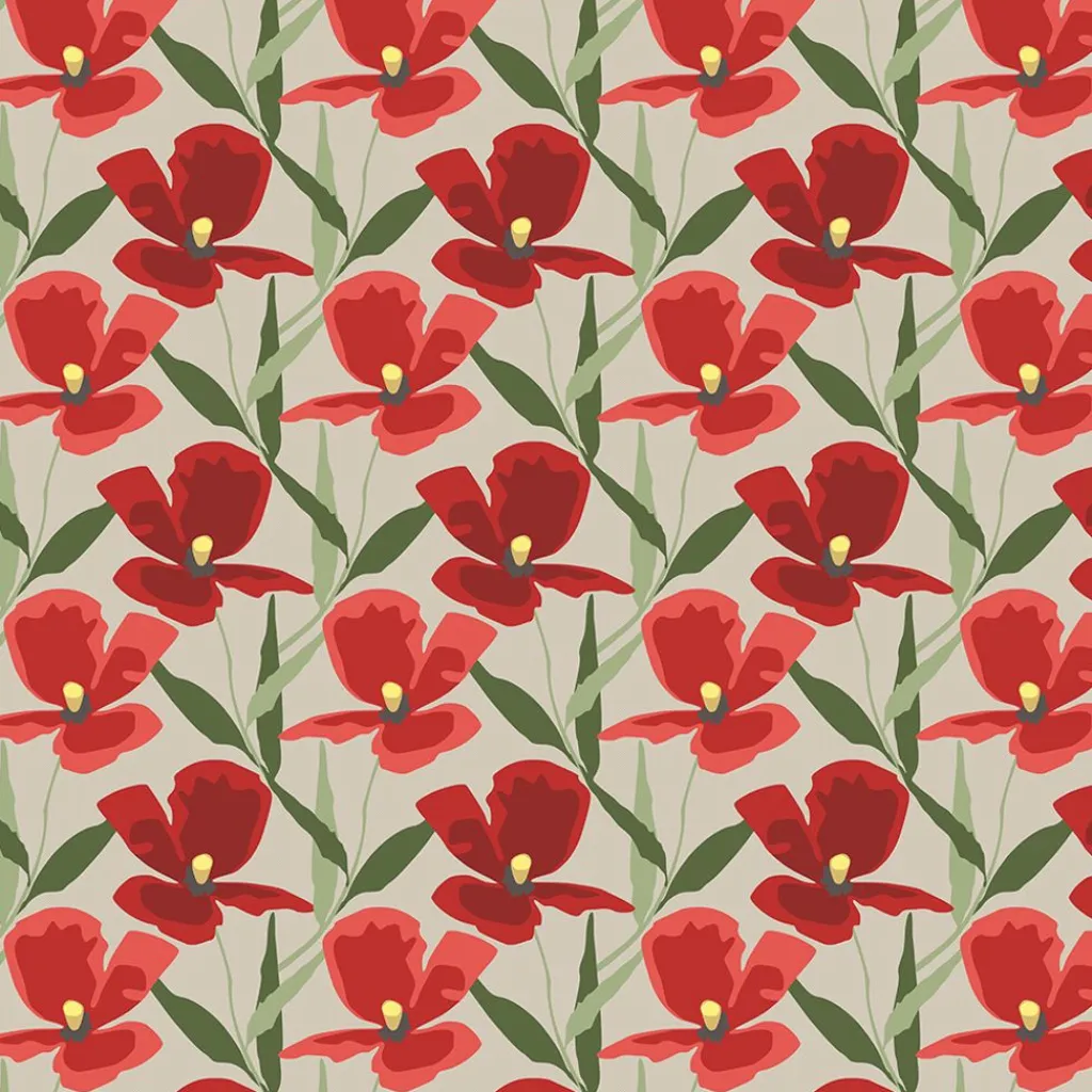 Arvidssons textil Gardintyger Mönstrade|Arvidssons Textil|Blomsterskrud culla röd tyg