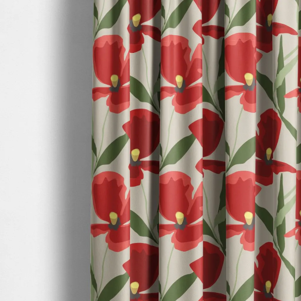Arvidssons textil Gardintyger Mönstrade|Arvidssons Textil|Blomsterskrud culla röd tyg