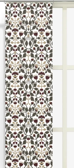Arvidssons textil Panelgardiner|Blomstersnår brun panelgardiner