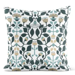 Arvidssons textil Mönstrade Kuddfodral|Blomstersnår turkos kuddfodral