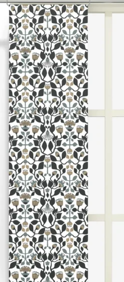 Arvidssons textil Panelgardiner|Blomstersnår turkos panelgardiner