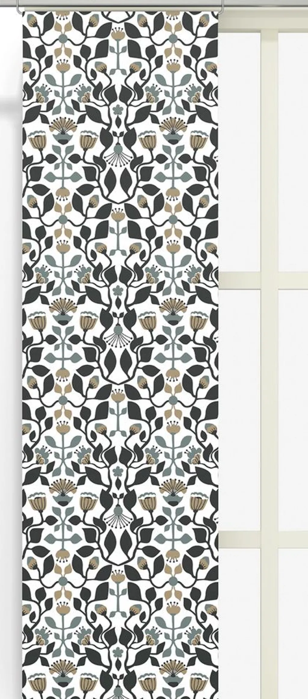 Arvidssons textil Panelgardiner|Blomstersnår turkos panelgardiner
