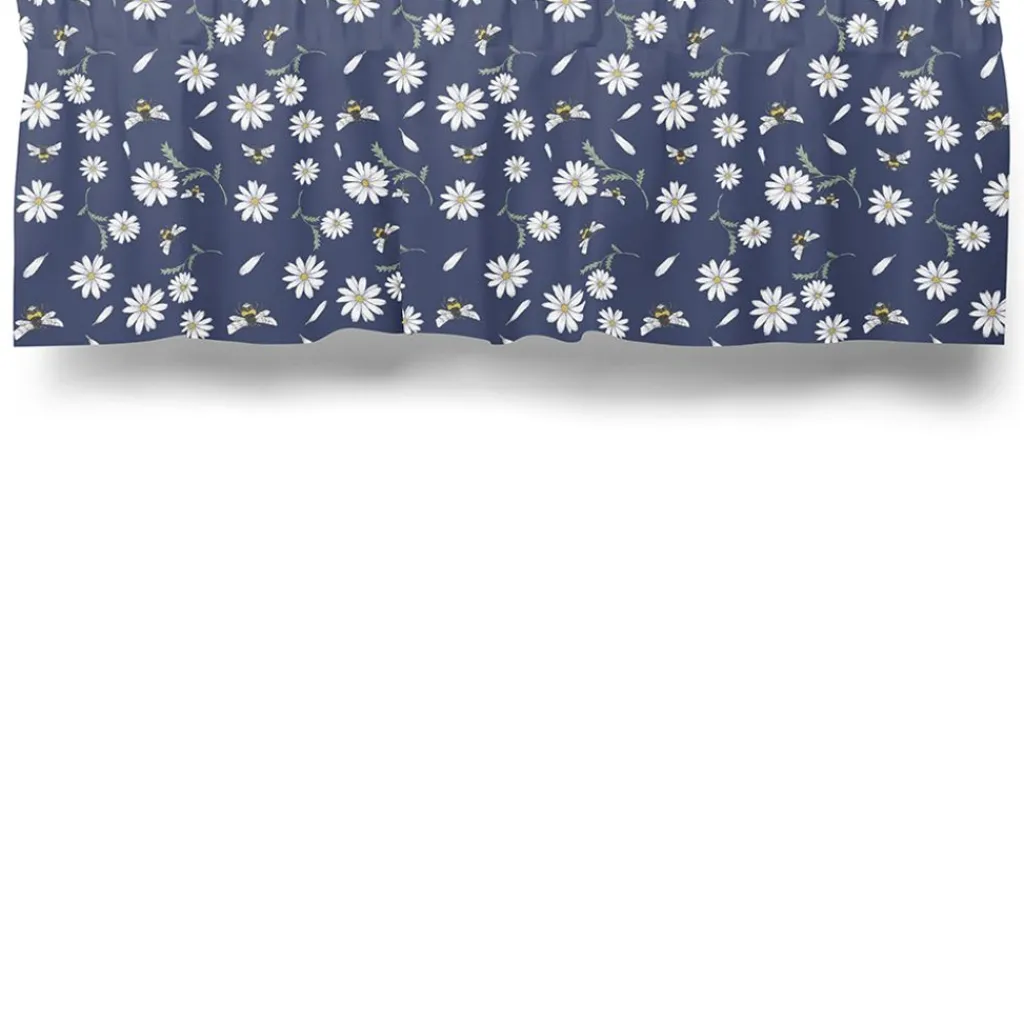 Arvidssons textil Gardinkappor Mönstrade|Rea Gardiner|Blomstersurr blå gardinkappa metervara