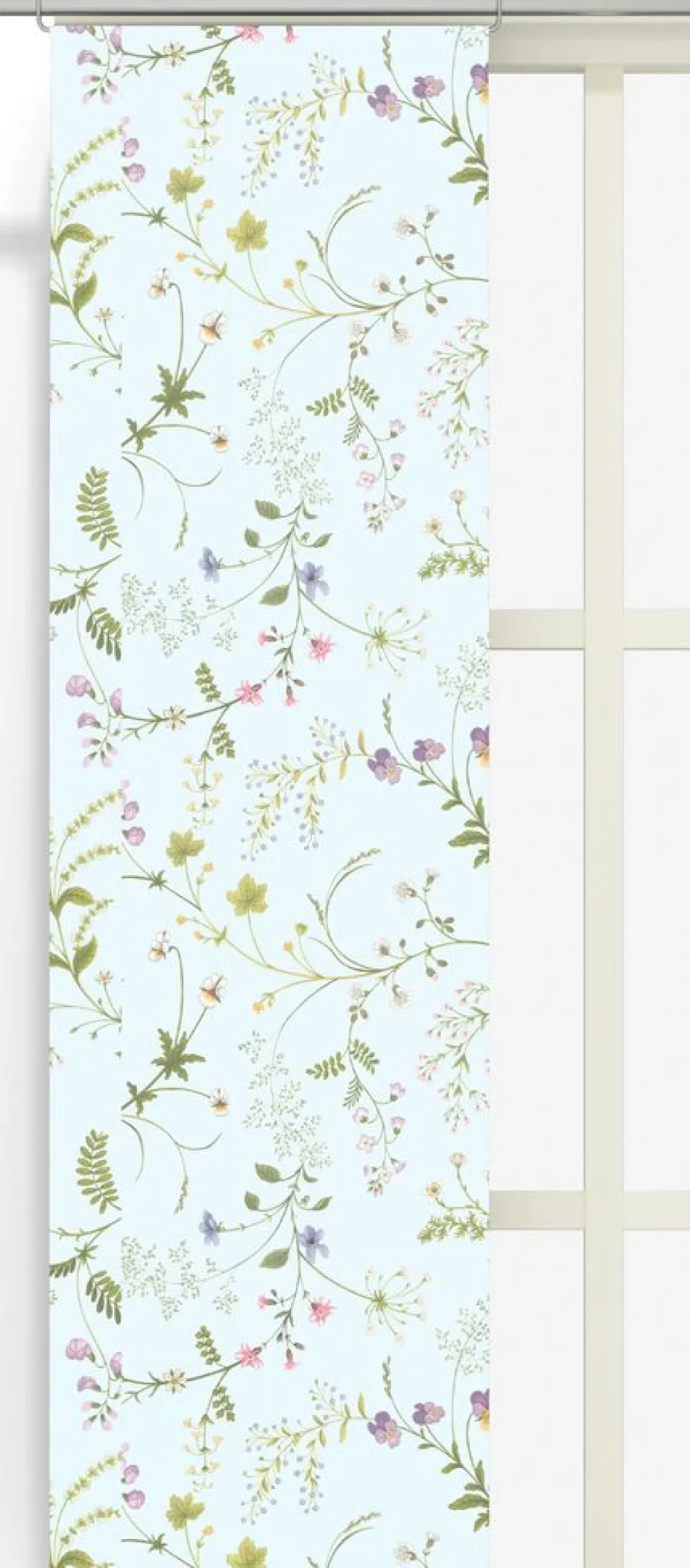 Arvidssons textil Panelgardiner|Blomsteryra ljusblå panelgardiner