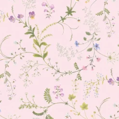 Arvidssons textil Gardinkappor Mönstrade|Blomsteryra rosa gardinkappa metervara
