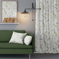 Arvidssons textil Gardiner Mönstrade|Blomsteryra vit gardiner