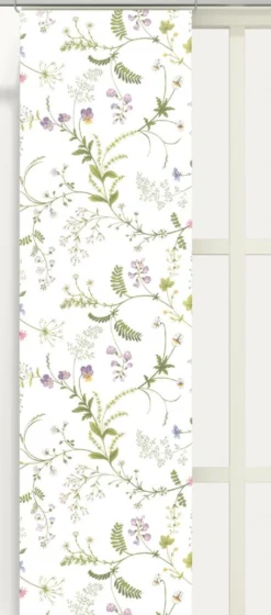 Arvidssons textil Panelgardiner|Blomsteryra vit panelgardiner