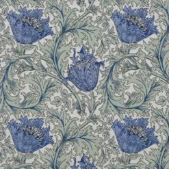 Blommiga Möbeltyger|Mönstrade Möbeltyger|Blue anemone möbeltyg